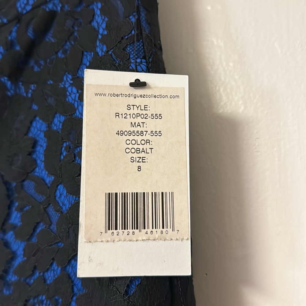 Robert Rodriquez Black Eyelash Lace Cobalt Blue High Waist Cropped Capri 8 NEW - Picture 5 of 13